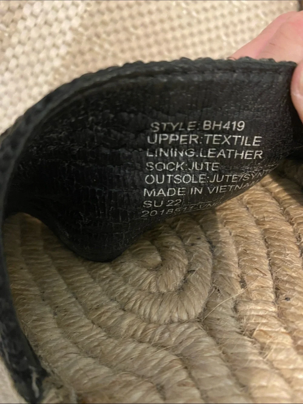 J.Crew Black Woven Raffia Strap Espadrille Sandal
